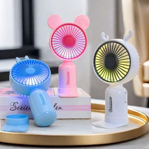 Generic Foldable USB Rechargable Hand Fan mini colorful light 5pcs