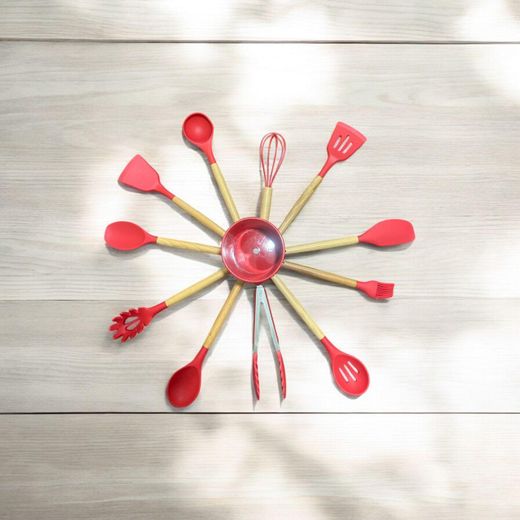 Nine 11 Sets Of Red Silicone Kitchenware Set - image 3