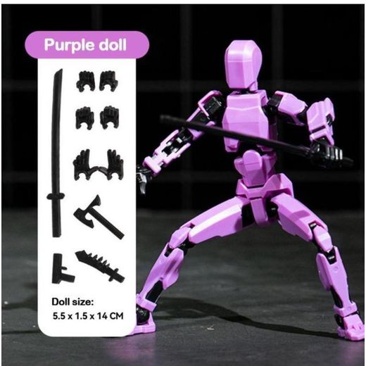 Generic Articulated Robot Action Figure Toy Kit - Poseable Mini Manikin- DIY Assembly for Kids & Collectors -purple - image 3