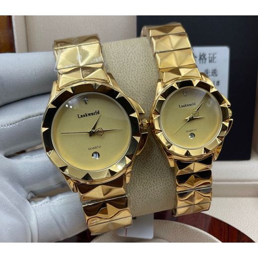 Lookworld Executive Sophisticated Water Resistance Gold Steel Wristwatch For Real Couple