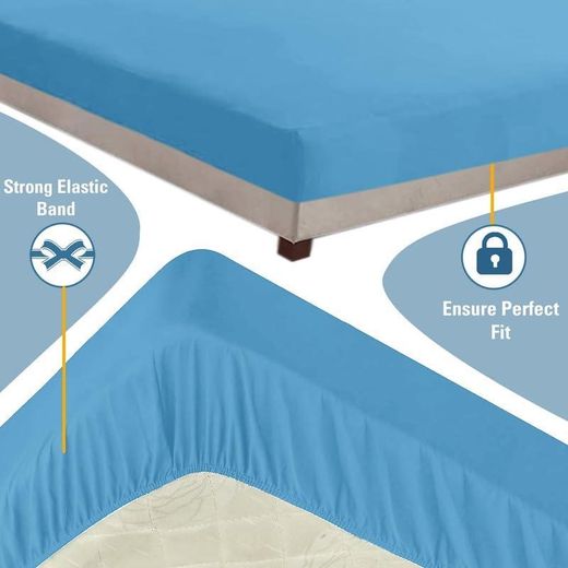 Genera Sky Blue Fitted elastic waterproof mattress protector - image 2