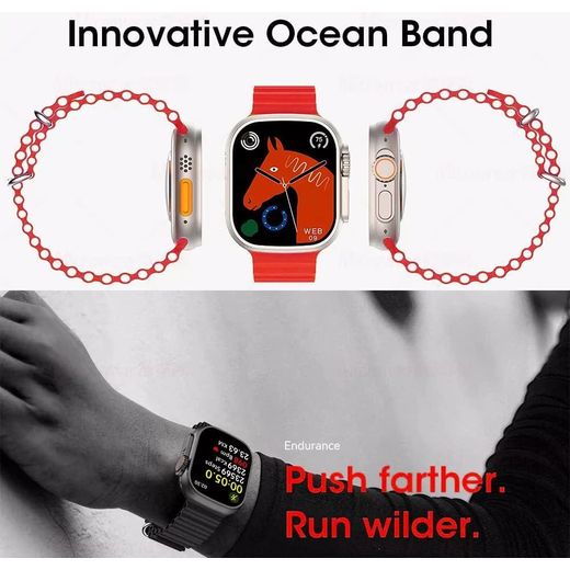Cava TW8 Ultra Smart Watch 1.96 Inch Big Screen 49mm Case With 2 Silicone Bands Wireless Charger Bluetooth Call Fitness Health Monitor NFC Compatible With iPhone & Android - image 2