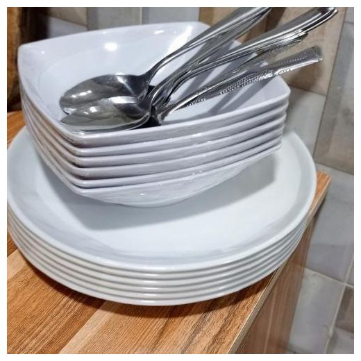 Plate UNIQUE 12 Pieces Unbreakable Flat And Soup Plates With Free Spoon