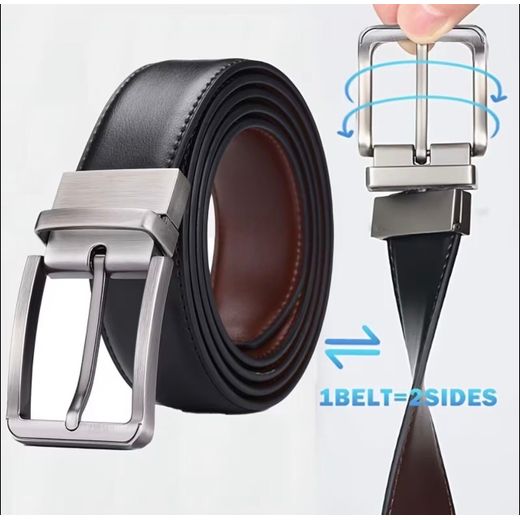 BLACK -BROWN REVERSIBLE BELT Genuine Leather Pin Buckle Male Belts Waist TURNING HEAD BELT Plus Size LONG Large Men Belts