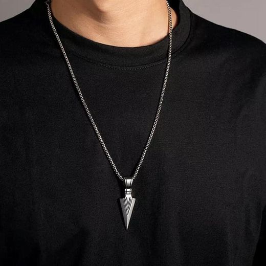 Fashion Men Arrow Head Pendant Necklace Silver