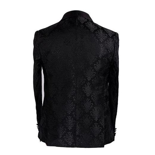 Fashion Executive 3 Piece Patterned Tuxedo Suit-Black - image 2