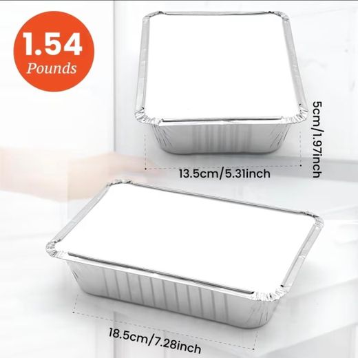 Clo 100 Pack Premium 1.54-LB Takeout Pans with Lids L Medium Heavy Duty Disposable Aluminum Foil for Catering Party Meal Prep Freezer Drip Pans BBQ Potluck Holidays