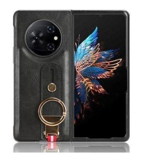 Unique leather case for techno phantom v fold 5g - black