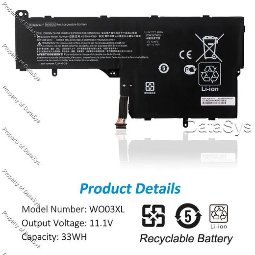 Hp Split x2 13-m000 / 13-m100 Laptop Battery (11.1V 33Wh): Replace Part Numbers: WO03XL - image 2