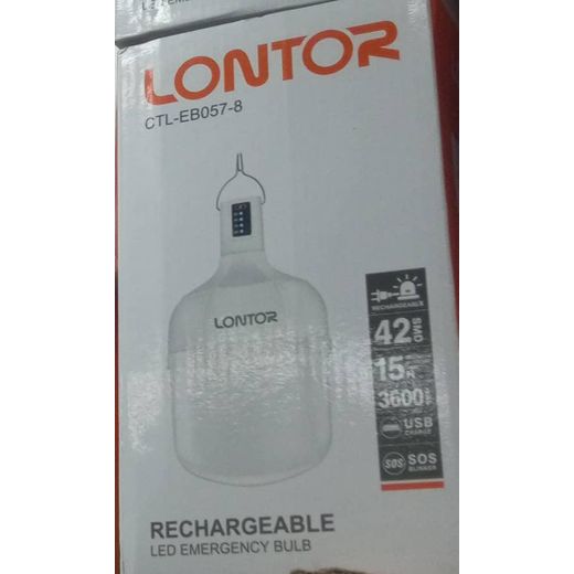 Lontor Rechargeable LED Emergency Bulb, model CTL-EB057-8. 