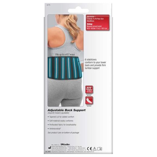 Mueller Adjustable Back Brace, Black, One Size Fits Most - image 2