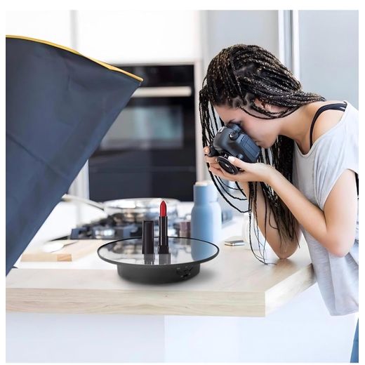 Generic Electric Turntable Display Mirror Surface - 360° Rotatable Display Stand, Automatic Rotating Platform, for Jewellery Product Display, Shop Display Stand, Photography, Etc ( Black ) - image 4