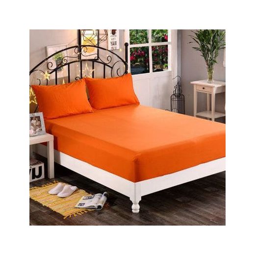 Generic Fitted Sheet Mattress Protector With 2 Pillow Cases -Orange
