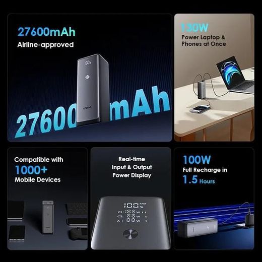 Oraimo PowerJet 130 27600mAh 130W Type-C Laptop Power Bank - image 2
