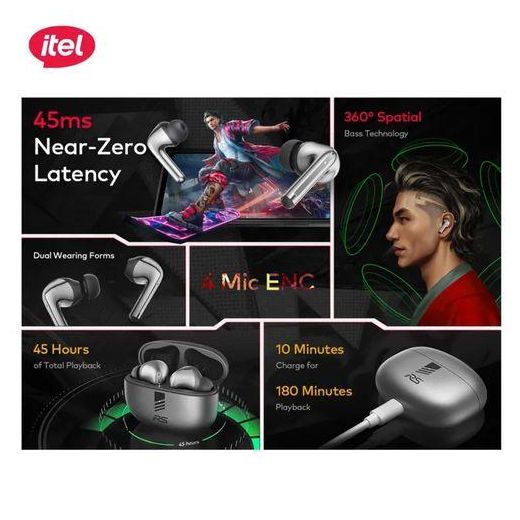 Itel Buds Fire Super Bass Bluetooth 5.3 Touch Control Earbuds - image 2