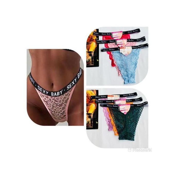 product_image_name-Fashion-Sexy Baby Lace Ladies Underwear Pants 6 In 1 Pack-1