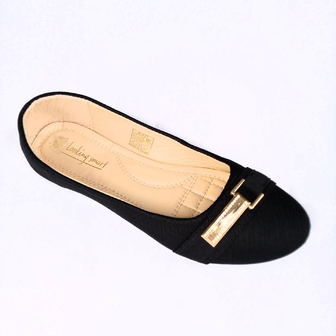 ladies smart flat black shoes