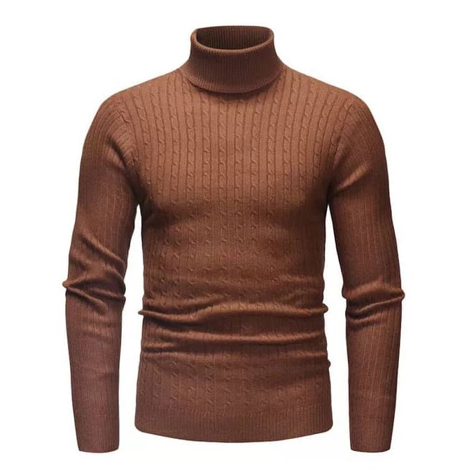 Fashion Long Sleeve Solid Casual Top Male Fashion Turtle Neck Basic T ...