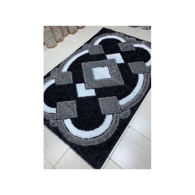 product_image_name-Generic-FLUFFY Shaggy Black And White Center Rug-1