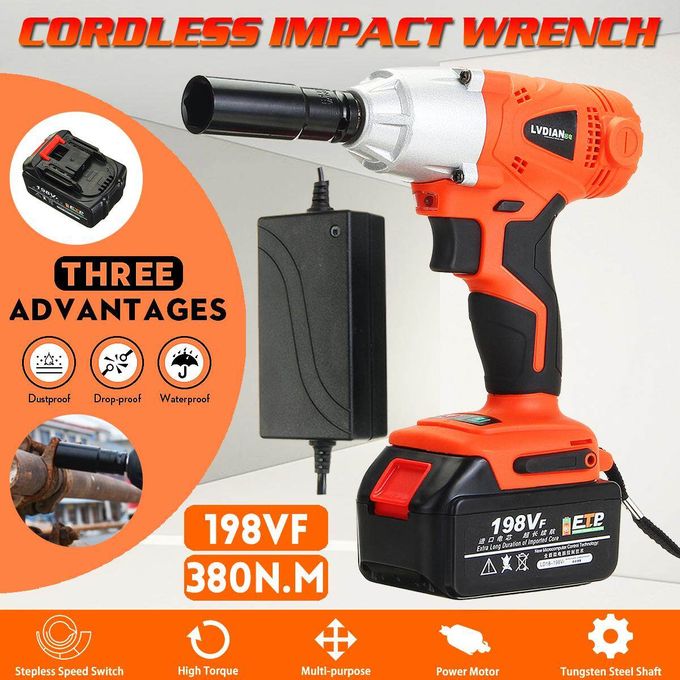 380N.M Brushless Electric Impact Wrench Adjustable Speed Regulation With  6.0Ah Lithium Battery and Charger