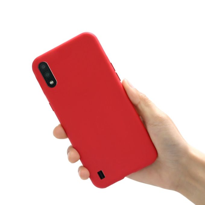 product_image_name-Generic-Candy Color Silicone Phone Case For Samsung Galaxy A01 A01 Core A02 M01 M02 A10 A10E A20 A20E M10 M20 Matte Soft TPU Back Cover-Red-1