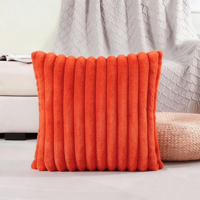 Fine Ribbed Faux Rabbit Fur Cushion Cover 45x45cm Pillow Case