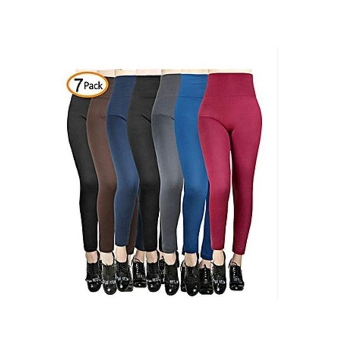 6 Pack: Seamless Fleece Lined Leggings,Black, One Size at  Women's  Clothing store