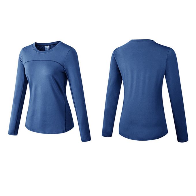 Rapbin Womens Long Sleeve Tops Gym Sports Workout Running T-Shirts Yoga  Ladies Fitness Tee Tops with Thumb Holes Style 2-Blue XS : :  Fashion