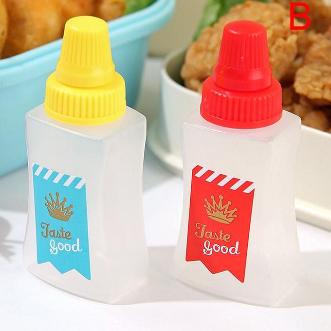 2pcs/set 25ML Mini Tomato Ketchup Bottle Portable Small Sauce Container  Salad Dressing Container Pantry Containers for Bento Box