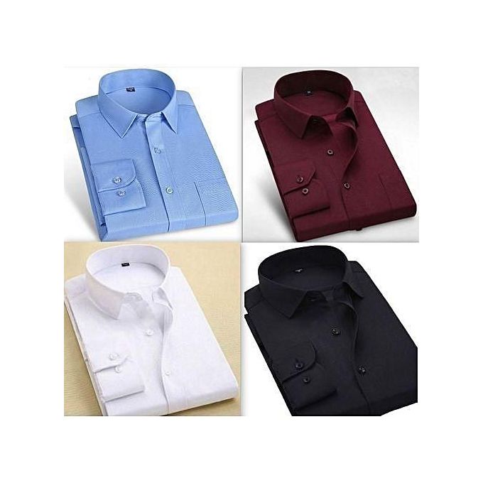 Fashion Office Men's Plain Shirts Set Of Four Long Sleeves | Jumia Nigeria