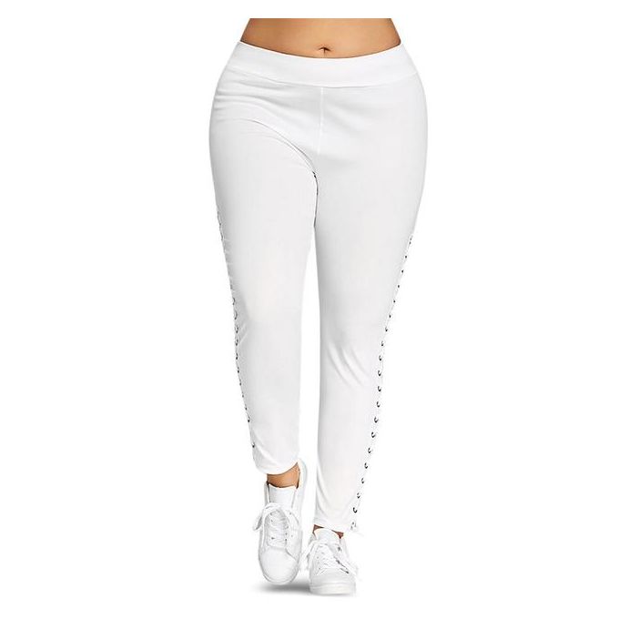 Casual Fitness Leggings Plus Size S-3XL Lace Up Grommet Leggings Skinny  Leggings Women Pencil Pants Black White Streetwear 2021