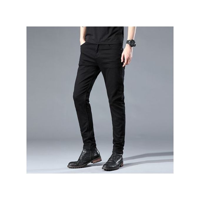 Fashion Men's Non Fade Plain Black Jeans