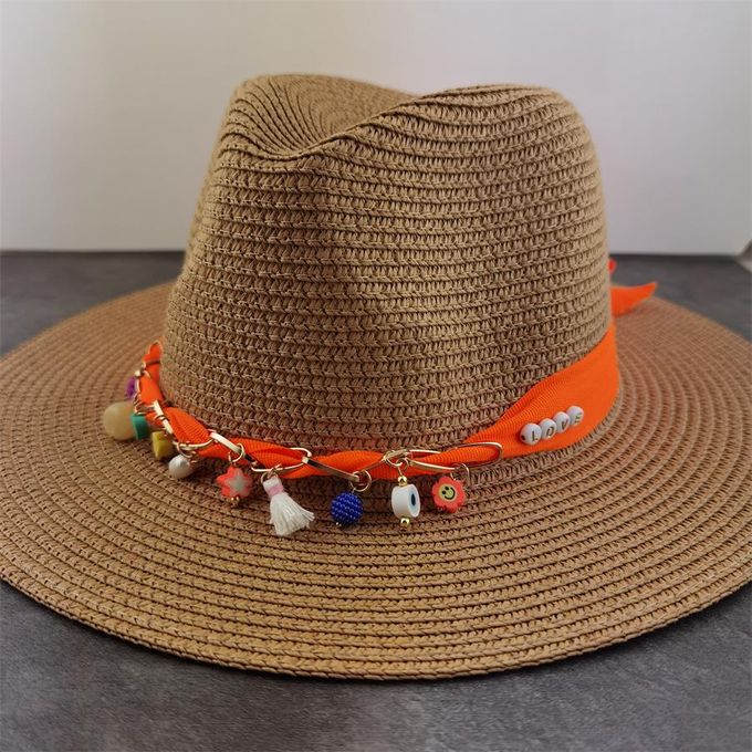 Fashion Boho Sun Hat Flower Straw Hat Summer Sun Block Hat Sunscreen Style  Vacation Outdoor Sun Hat Straw Beach Wide Brim Hat