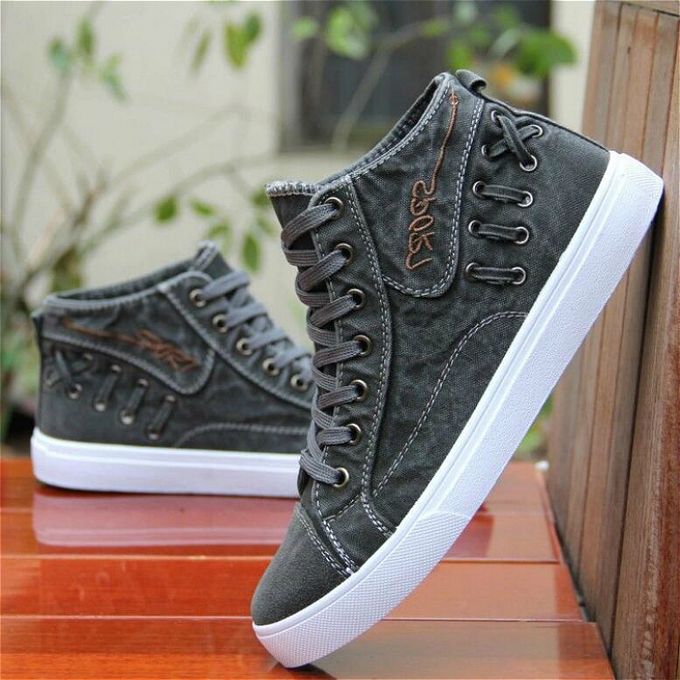product_image_name-Fashion-Men's Lace Up Canvas Shoes Fashion Sneakers -Grey-1