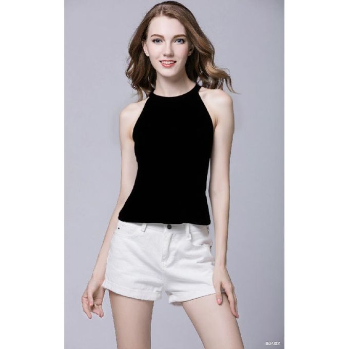 SNKSDGM Female Tank Tops For Women Trendy Summer High Neck Tank Tops For Women Pack Knit Tank Tops Women Neck Sleeveless Tanks Summer Loose Fit Trendy Casual