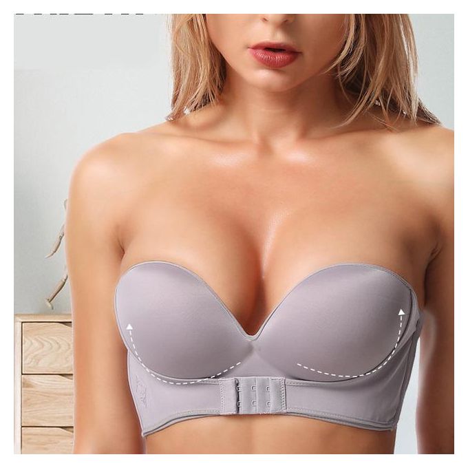 EFINNY Women Padded Bra Gather Strapless Bra Women Super Push up Bra Sexy  Lingerie Invisible Brassiere with Adjustable Shoulder Front Closure Bras 