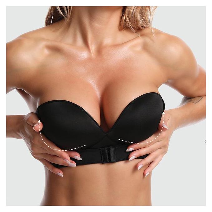 Women Padded bra gather Strapless Bra Women Super Push Up Bra Lingerie  Invisible Brassiere with adjustable shoulder Front Closure Bras 