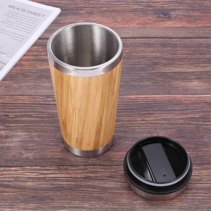 Bamboo Coffee Cup Stainless Steel Coffee Travel Mug With Leak-Proof Cover  Insulated Coffee Accompanying Cup Reusable Cup