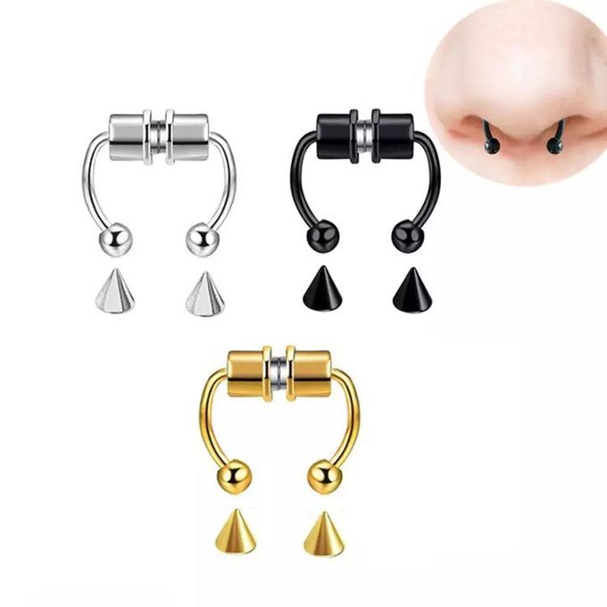 product_image_name-Fashion-3 Nose Rings Non Piercing Fake Magnetic Horseshoe-gold/silver/black-1