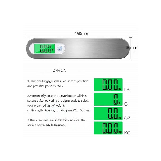 Victuna Luggage Scale, Suitcase Scale Digital Weight with LCD Display,  Portable Travel Hand Scale, 110 Pounds, Battery Included