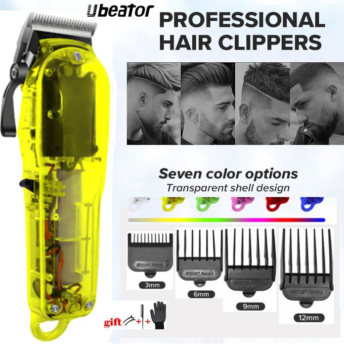 product_image_name-Ubeator-Yellow Shell Adjustable Taper Lead Cordless Hair Clipper Precision Extra Wide Blade Outline Trimmer-1