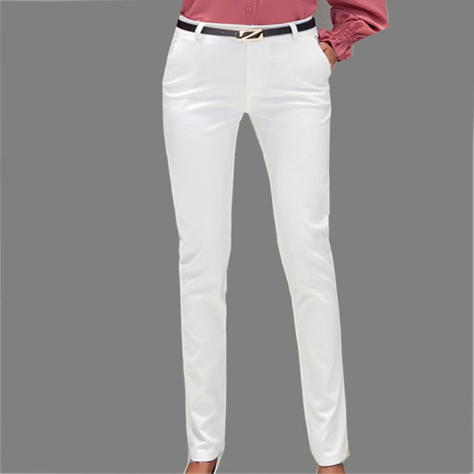 REALEFT High Waist White Pencil Pants With Belt Chic Formal Wear For Women,  Elegant Work Office Trousers For Ladies 201031 From Dou003, $22.82