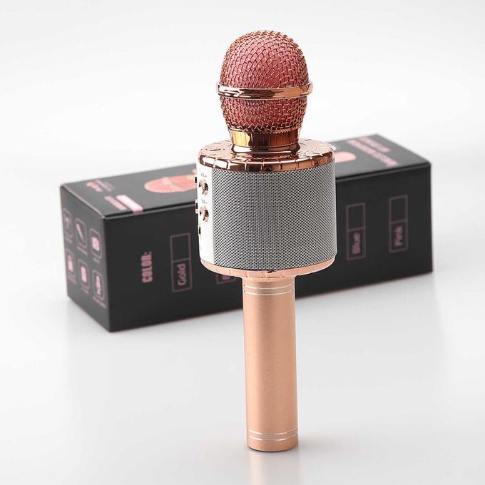 ShinePick Microfone Karaoke Bluetooth, 4 em 1 microfone sem fios karaokê  portátil com luzes LED para crianças, manta de jogo música, compatível com  Android/iOS PC, AUX ou Smartphone (ouro rosa)