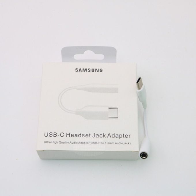 Adaptateur de casque USB Type C à 3,5 mm AUX pour Samsung Galaxy Note 10  Plus 10+ A90 A80 A60 A8S Blanc avec boîte 