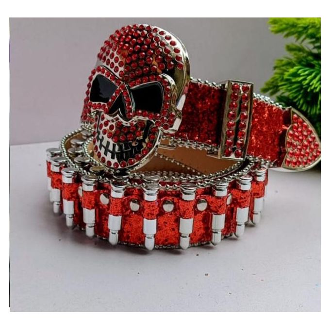 Generic Quality Design Red Unisex Rhinestone Skull Head