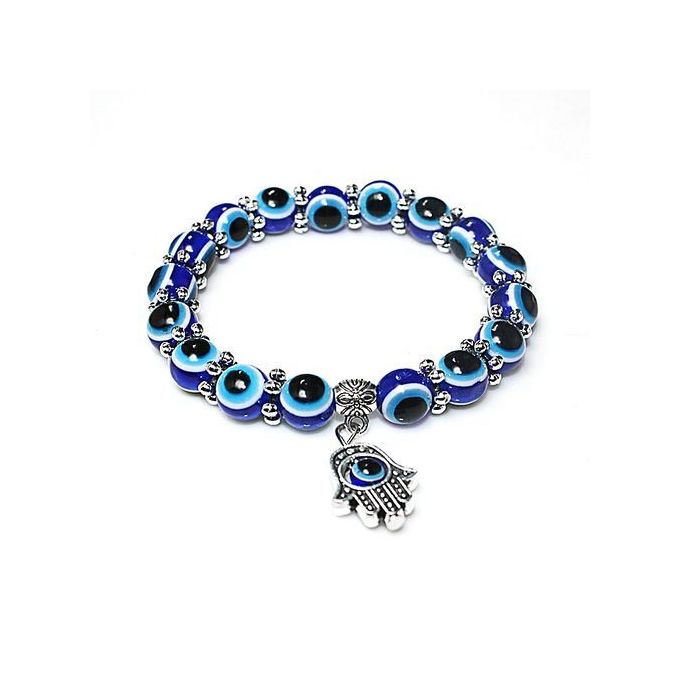 product_image_name-Fashion-Blue Eye Detail Bead Bracelet With Hand Of Hamsa-1