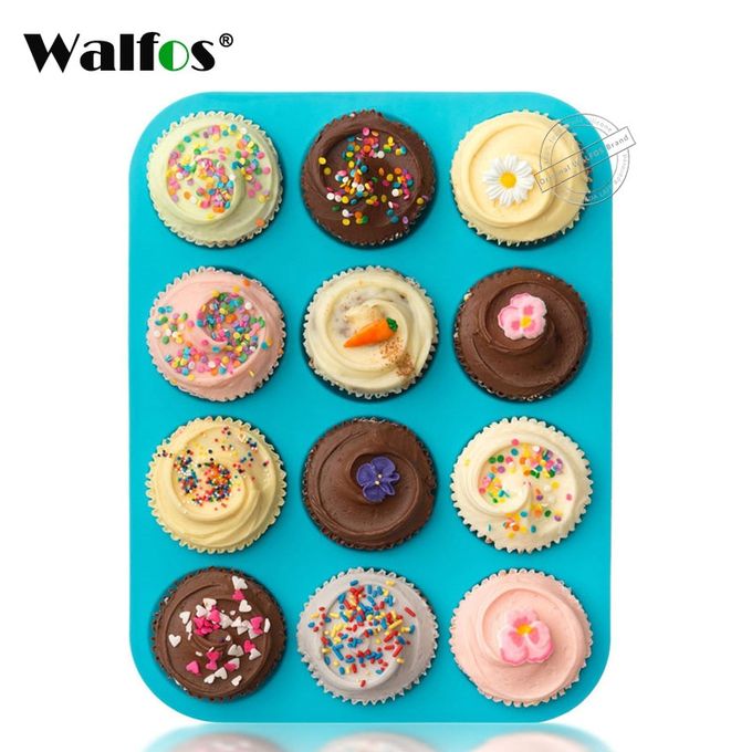 Walfos 100% Food Grade 12 Cup Silicone Muffin Pan &Cupcake Baking