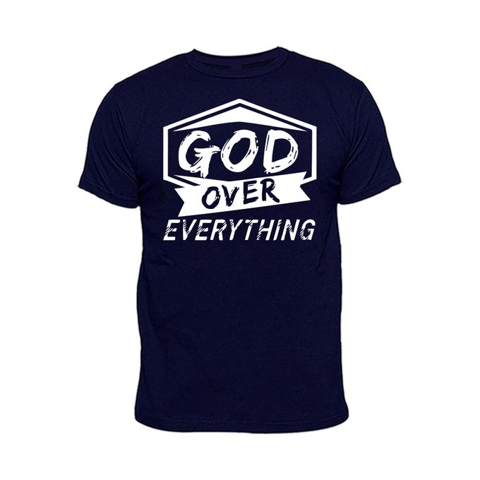 Chrysolite Designs God Over Everything Print T-Shirt - Navy Blue ...