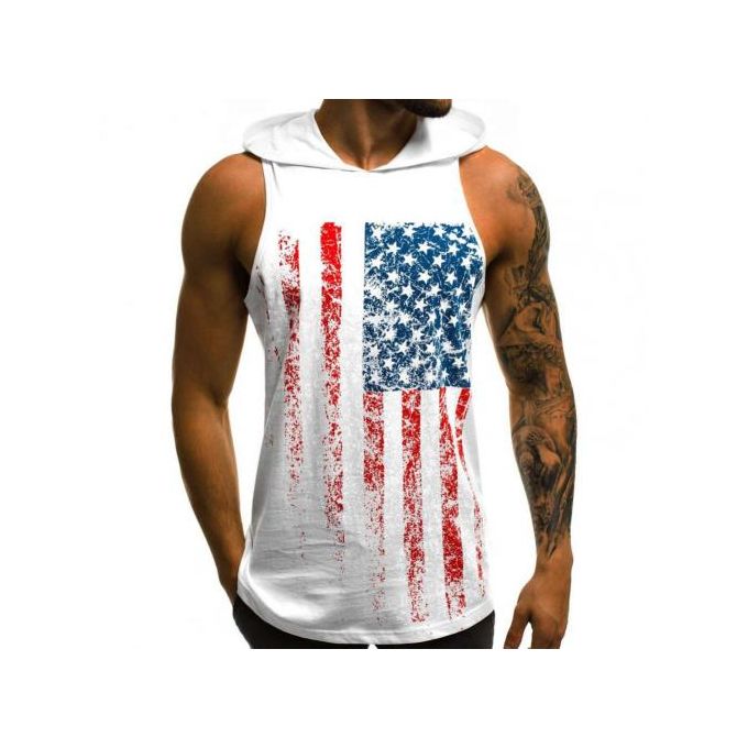 product_image_name-Fashion-Shirts For Men 4 Sizes Hooded Vest Printing Sleeveless Nylon Breathable Summer Fitness Top For Daily Wear--1