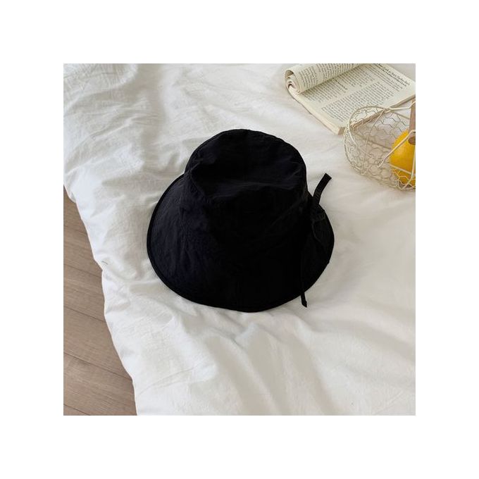 Fashion （Black）Korean Ins Lace-up Bucket Hat Women Fashion Ins